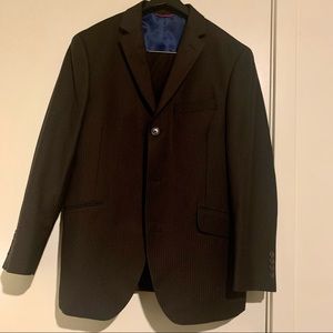 Billy London 2pcs Suit 38S Blazer Jacket 34 x 30 Pants Trousers Brown Pinstripes